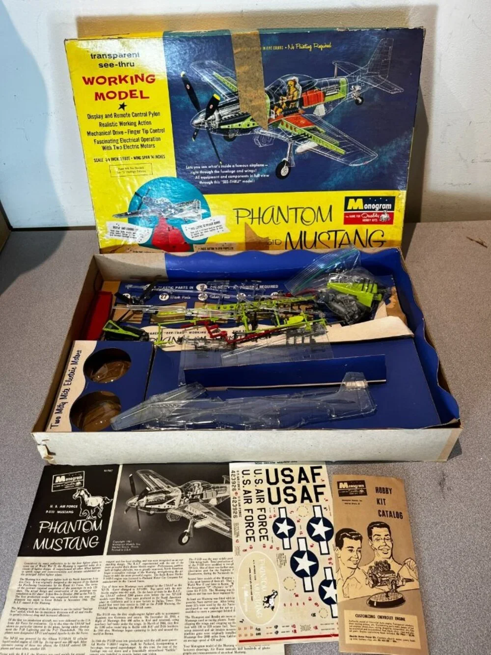 Monogram Phantom P-51D Mustang Transparent Airplane Model Kit Motorized